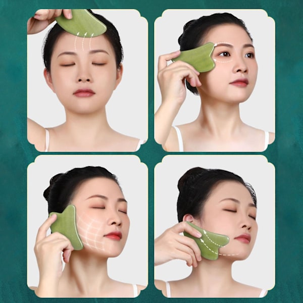Luonnollinen jade Gua Sha -kaavintahierontaväline kasvoille ja vartalolle - Snngv（B）