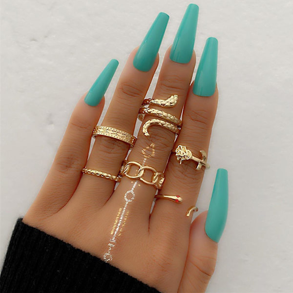 6 st justerbara ormslöfte fingerringar orm öppen statement ring present