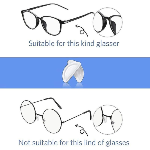 24 paria tarttuvia laseja, nenätyynyjä, liukumattomia D-muotoisia silikonilaseja, nenätyynyjä, nenätyynyjä, lasien nenätyynyjä, 15 mm (kirkas)