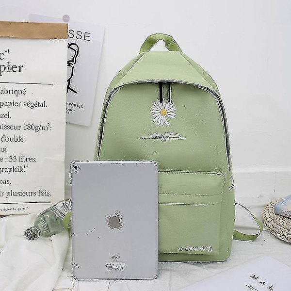 Den nya lilla prästkrage kanvasväskan ung mellanstadie student ryggsäck grön