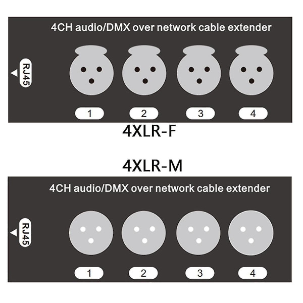 1 kpl 4-kanavainen 3-nastainen XLR-ääni ja DMX verkkokaapelin jatke, DMX512-verkkosignaalin jatke, (musta)