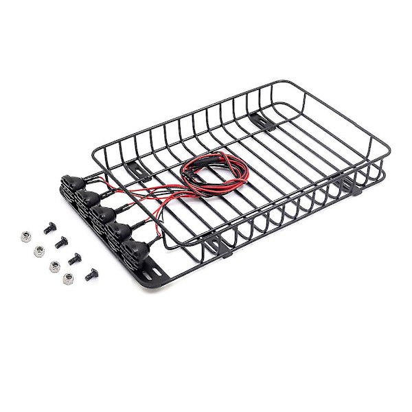 Metalltakräcke med dekorativa ljusdelar för 1/10 Scx10 Trx4 D90 Tf2 Cc01 Rc Crawler Biluppgraderingstillbehör