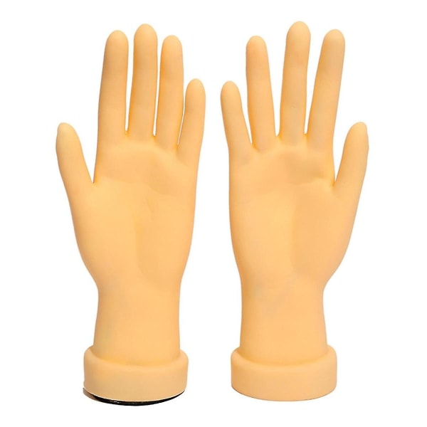 Fleksibel trening Håndmodelløving, Neglesalongøving Håndmodell kan sette inn neglestykker å bruke hansker Armbånd Ring Display Undervisning (gul)(2p