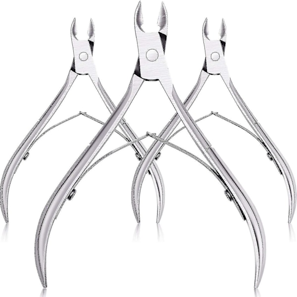 3-pack nagelbandsaxar nagelbandsnypare spetsig blad nagelbands trimmer nagelklippare verktyg (Silver)