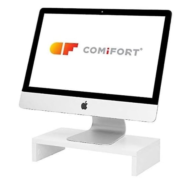 Træskærmforhøjelse, skærmstativ, bærbar computerstativ, pc, tv, til hjemmekontoret, 30 * 10 * 8 cm, hvid