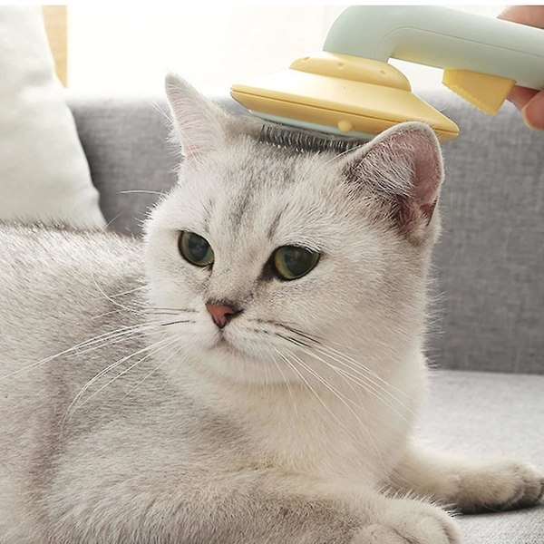 Kattebørste selvrensende slickerbørste for hunder Katter, pleiebørsteverktøy for kjæledyr fjerner løs underull, matter, sammenfiltret hår（2）