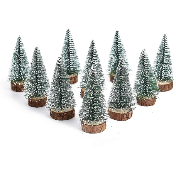 10 kpl Mini Snow Frost Trees Mini Joulukuusi Muoviset Talvi Pöytäpuut