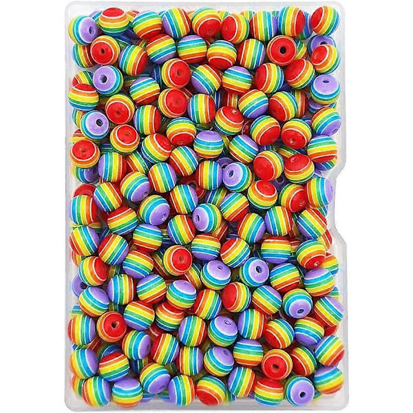 200 st 8mm Harts Resin Pärlor Runda Plastpärlor för Smyckestillverkning Armband Halsband Tillverkning, Ogenomskinlig Lila Regnbåge