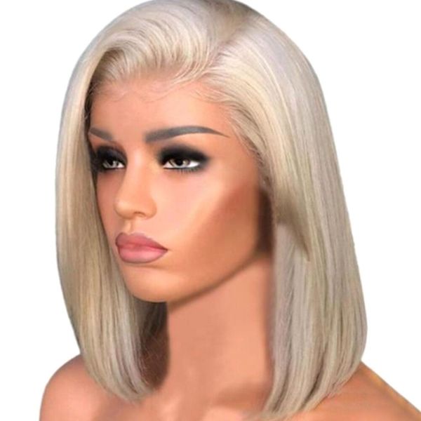 Lyhyt Bob Lace Front -peruukit Brasilialaiset ihmishiukset Sävy Suora Liimaton Lace Wig