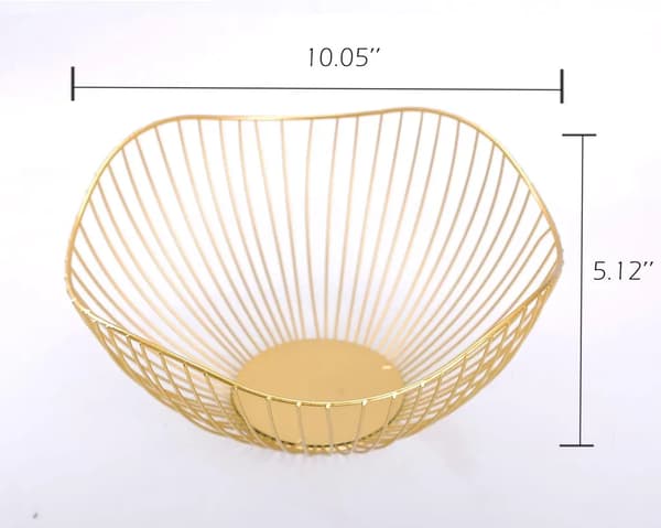 Fruktskål guld modern - fruktskål guld metall - korg för presenter, frukt, grönsaker och bröd, (guld)