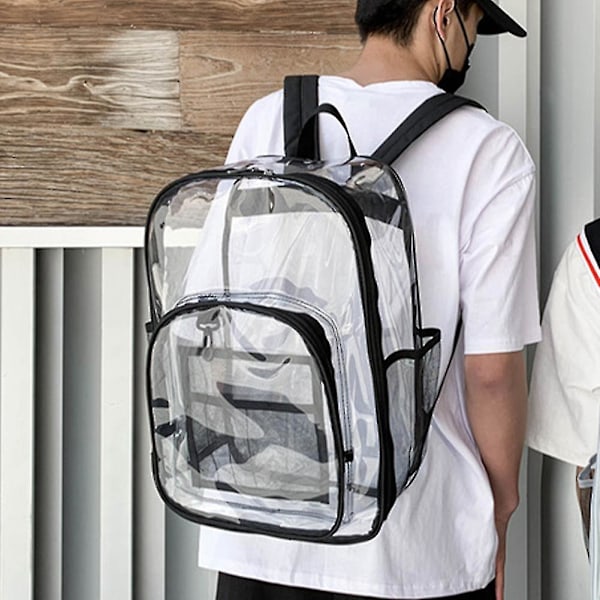 3-delad ryggsäcksset utomhus student transparent PVC skolreseväska lätt