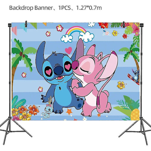 Blå Lilo och Stitch födelsedagsfest dekorationer Pappersmuggar Tallrikar Bordsartiklar Set Bakgrund Stitich Ballongtillbehör För Barn