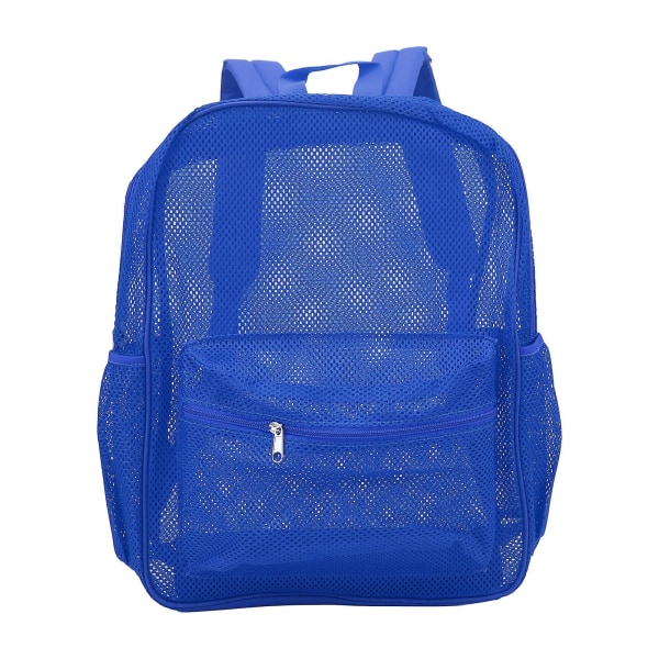 2024Mesh Backpack Heavy Duty Lightweight Large Capacity Washable See Through Backpack for Swimming Beach Sports Blue