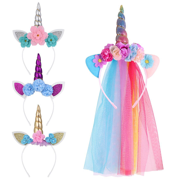 Flickor Hårband Glitter Hår Unicorn Huvudbonad Unicorn Hårband Födelsedagsfest