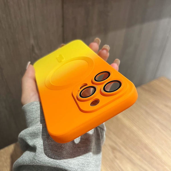 Magnetiskt iPhone 14 Pro-fodral [kompatibelt med MagSafe], Sött Gradientfärgat Fodral för Kvinnor & Män, Mjukt TPU Stötsäkert med Kameralinsskyddsfodral