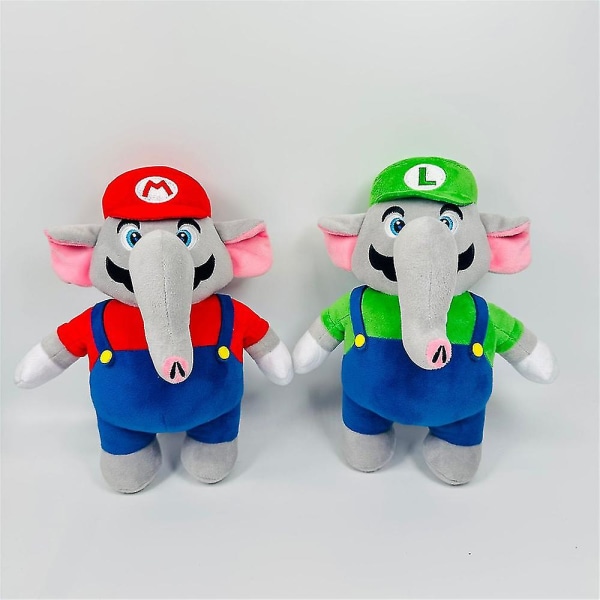 2023 Super Mario Bros Elefantti Mario Luigi Pehmolelut 10\" Pehmeä Täytetty Eläinnukke Lapsille Luovia Lahjoja - SNNGV（Vihreä Mikki）