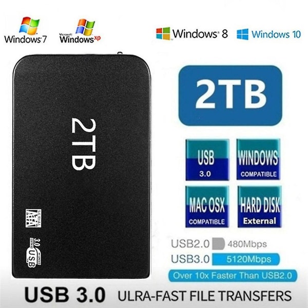 2 tb 4 tb harddiskdisker 2,5" Passer for PC bærbar ekstern Ultra Slim Usb 3.0 HDD（4TB）