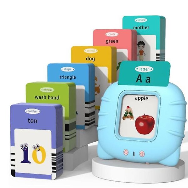 Smart engelsktalande kortläsare Barnleksaker Barn Pedagogiska leksaker Lärleksaker Talfördröjning Leksaker kompatibla 2 till 3 år gamla（BLÅ）