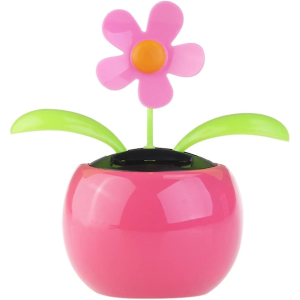 Glad Dansande Blomma Solcellsdriven Dekoration till Bilen (rosa)