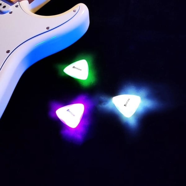1 st gitarrval Gitarrplockar Akustiska LED-gitarrplockar Ukuleleplockar（Vita）