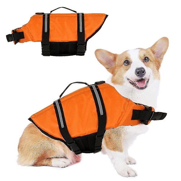Flytväst för hund, reflexräddare med räddningshandtag, justerbar flytväst, flythjälpmedel med hög flytkraft