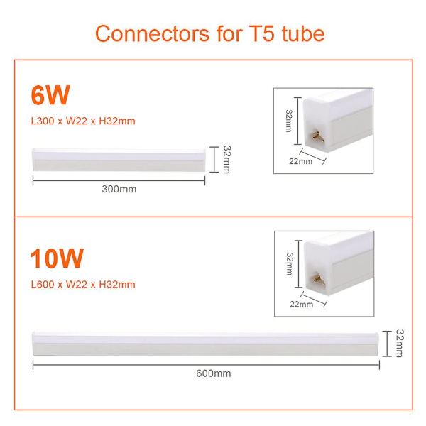 LED Tube T5 Lampe 220V Fluorescerende Lys Tube 9W 14W 18W LED Væglampe（0,6m，Varmt lys）