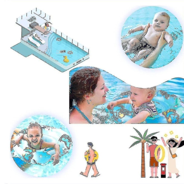 Babysvømmering for 3-36 måneder, babyhalsflyter med flytsete, badetilbehør til svømmebasseng