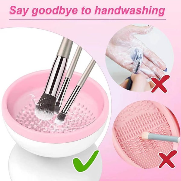Sähköinen meikkisiveltimen puhdistuskone ammattimainen meikkiharjan puhdistustyökalu (vaaleanpunainen)