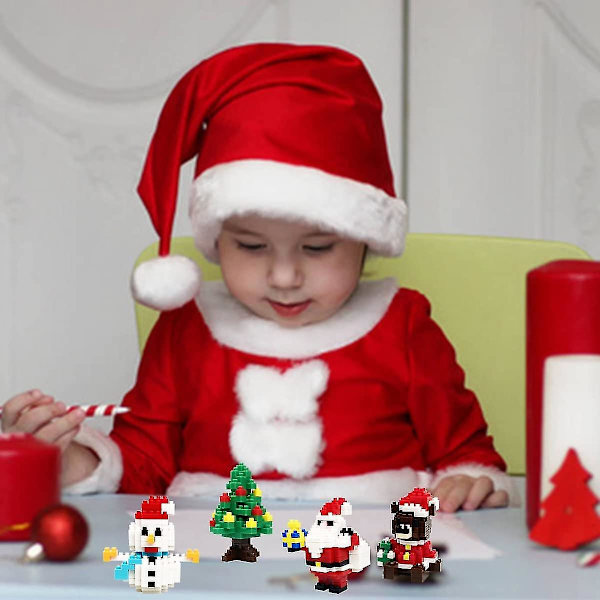 4 st julbyggklossleksaker för barn, pojkar, flickor, tonåringar, julklappssaker