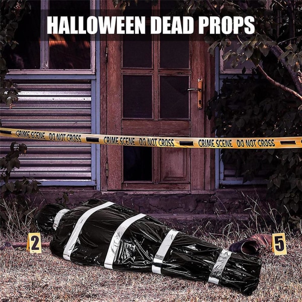 Halloween döda offer rekvisita - skrämmande falska lik i väska utomhus spökhus dekorationer