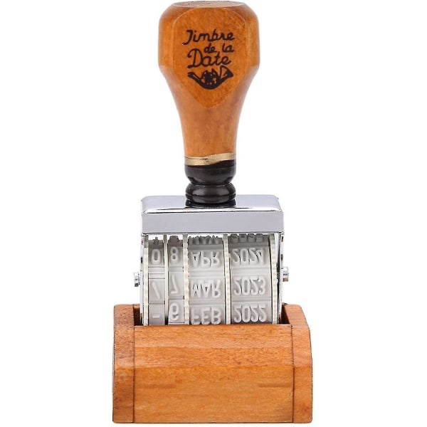 Æg datostempelsæt trædatostempel gør-det-selv træhåndtag dato digitalt segl Vintage rulledatostempel gør-det-selv scrapbog kunstdekoration (brun1stk)