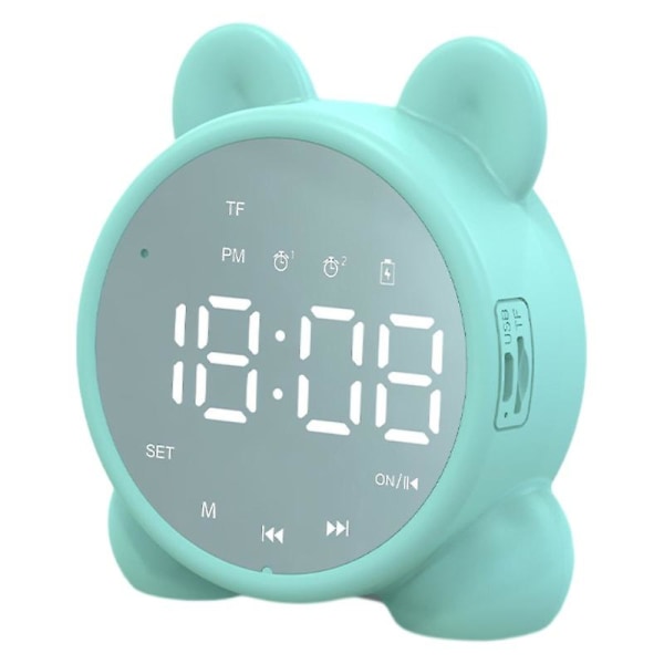 Bluetooth kaiutin kellokaiutin peilikaiutin Mini lahja herätyskellokortin kaiutin (vaaleanvihreä)