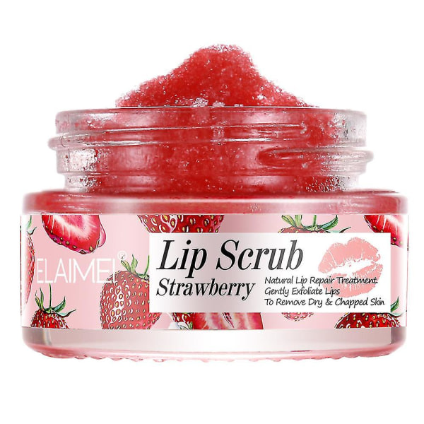 Lip Scrub Balm, Women Brighten Lips Scrub Lip Scrubs Exfoliator kosteusvoide tai halkeilevat, tylsät huulet täyteläiset hoitoaineet (mansikka)