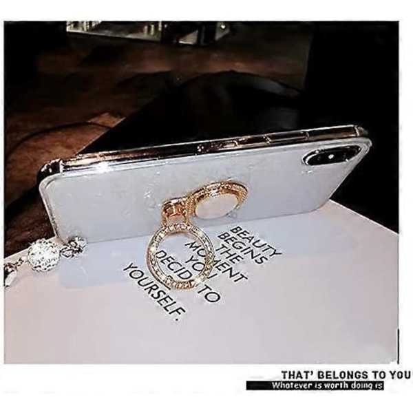 iPhone XS Max-fodral, Lyxigt Glittrande Pärlemor-Mönster Mjuk TPU iPhone XS Max Skyddande Fodral Glimrande Bling Kristall Bak Sida med Tassel + Pärldiamant