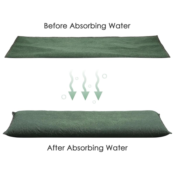 Vannaktiverte flombarrierer for hjemmedør, kjellergarasje flombarriere, gjenbrukbar, 30*70 cm (25*150 cm), grønn)