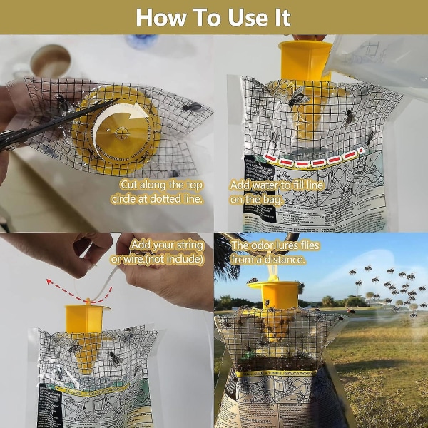 5-pak udendørs fluefælder Effektive engangsfluefælder med agn hængende fluefangerdræber til udendørs ranch
