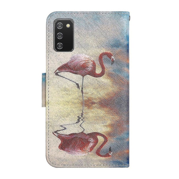 Etui til Samsung Galaxy A02s Cover Flip Ultra Tynd Stødsikker Beskyttende Pung Etui Mønster Magnetisk Pung Folio - Flamingo