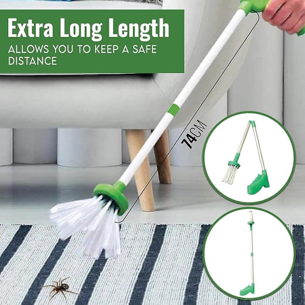 Hämähäkinpyydystin pitkällä kahvalla 74cm Taitettava muotoilu Bug Catcher Hämähäkinpyydystin Erittäin pitkä kahva Poistaa hämähäkit, hyönteiset, isot hämähäkit, ampiaiset,