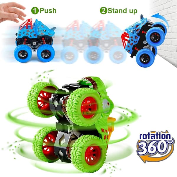 2-pack Dubbelriktade Push And Go Dinosaurie Fordonsleksaker Set För Barn
