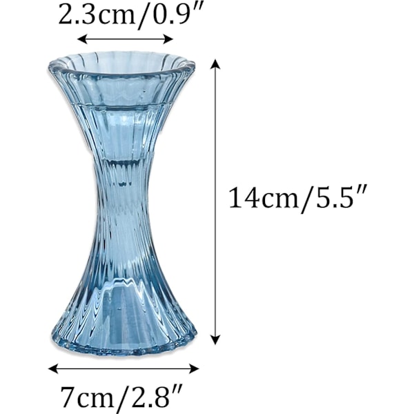Glaskonformad Ljusstake Set, 2-pack Kristall Ljusstake Rund Bas Ribbad Bordscentrum