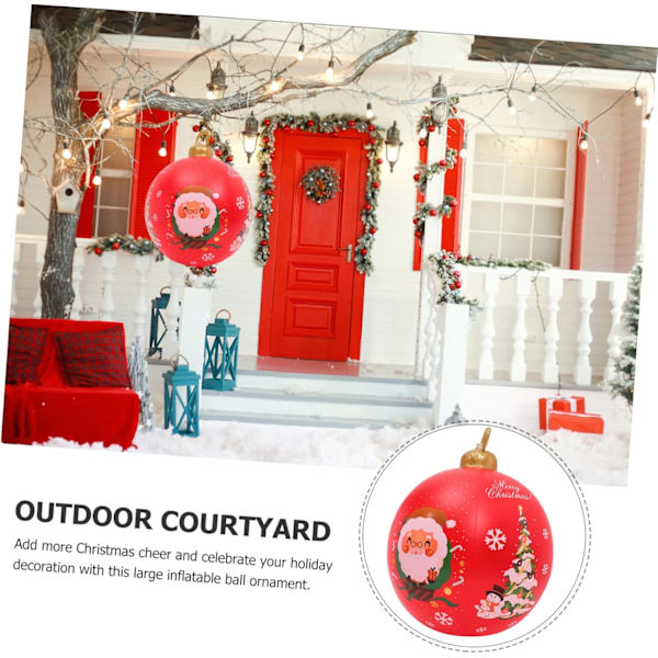 60cm Stor Julerkule Oppblåsbar Utendørs Dekorasjon PVC Oppblåsbare Julepynt God Jul Store Ferie Dekorative Kuler (E)