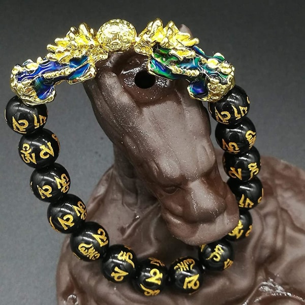 Feng Shui Black Obsidian Wealth Armband Color Changed Pi Xiu Armband Dragon