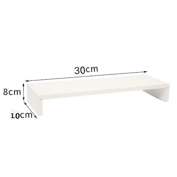 Træskærmforhøjelse, skærmstativ, bærbar computerstativ, pc, tv, til hjemmekontoret, 30 * 10 * 8 cm, hvid