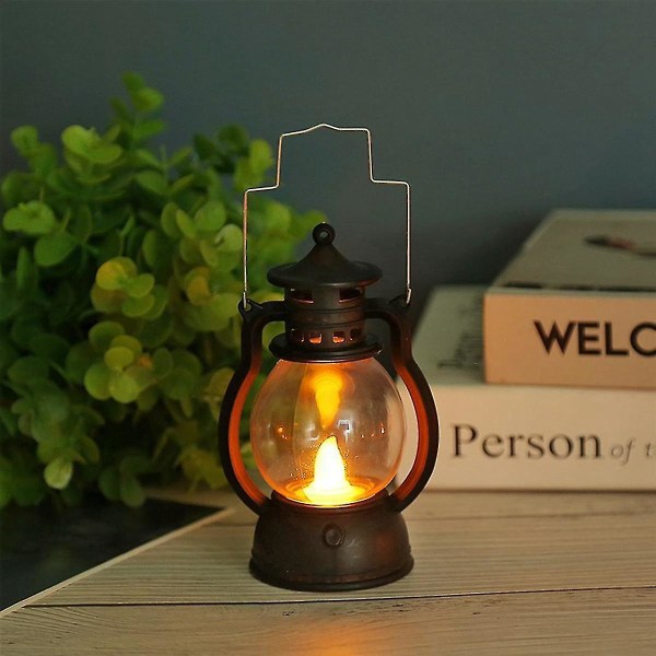 12 stk Mini lanterne dekorativ med led stearinlys Vintage lanterne hængende stearinlys lanterner Batteridrift
