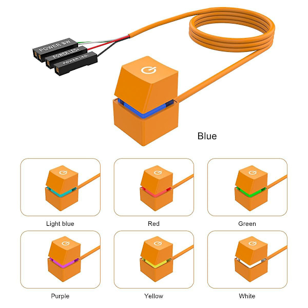 2M Computer Desktop Switch med farverige LED-lys PC Motherboard Ekstern Start Tænd/Sluk-knap til hjemmekontor（gul）
