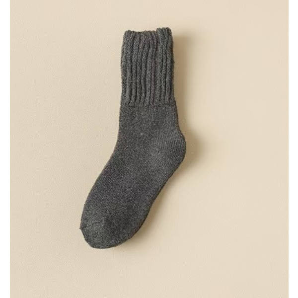 2 par Stövlsstrumpor för Kvinnor Vinter Solid Tjock Varma Strumpor Mysiga Crew Strumpor Julgåva - Mörkgrå