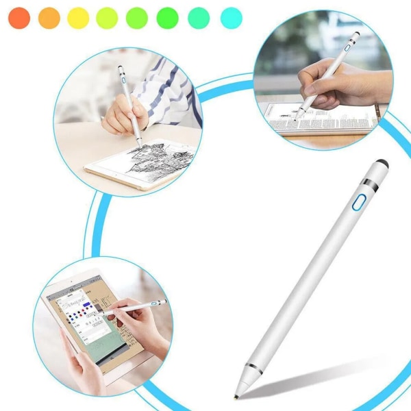 Aktiv kapacitiv penna iPad stylus ios Android kompatibel mobiltelefon surfplatta målning penna pekskärm penna stylus penna tyg huvud universell vit