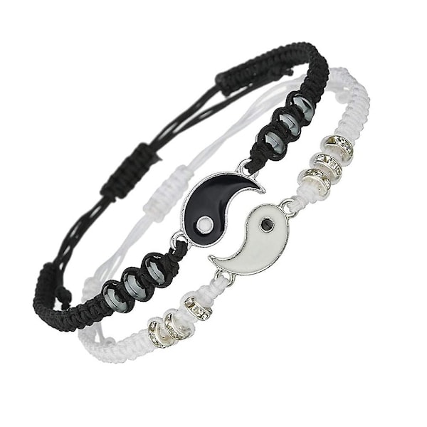 WABJTAM Bästa vän armband för 2 Yin Yang justerbar sladd armband för BFF vänskap relation pojkvän flickvän Alla hjärtans dag present