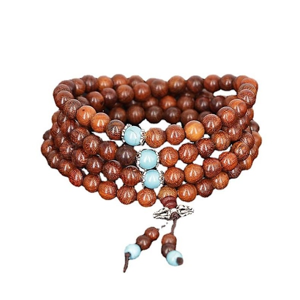 Unisex 108 Naturlige Træ 8mm Perler Armbånd Buddhistisk Rosenkrans Mala Halskæde (8mm