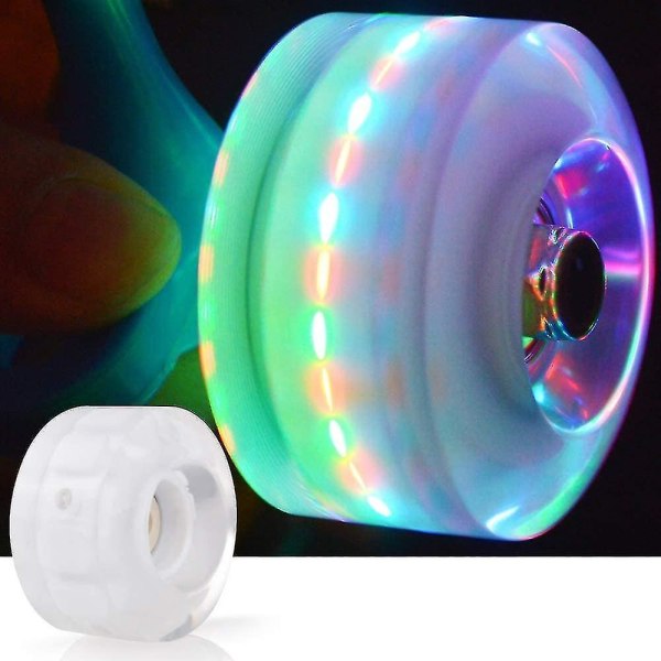 Led Light Up Rulleskøjtehjul med lejer 4-pak Cool Lighting-up skøjtehjul til dobbeltrækkeskøjteløb 32 mm X 58 mm (RBG-farvet lys)